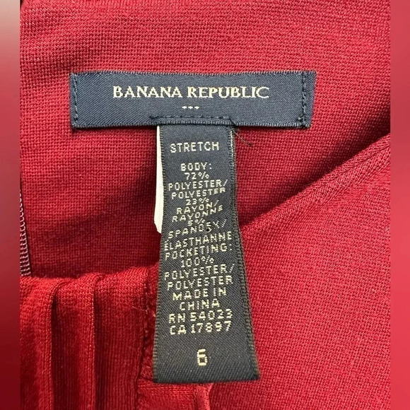 Vintage Banana Republic Sleeveless Burgundy Knit Sheath Dress Pockets Size 6 S - Picture 8 of 10